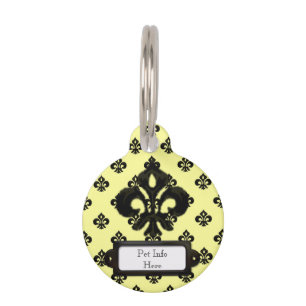 Metalic Fleur de lis (Black) Pet Tag