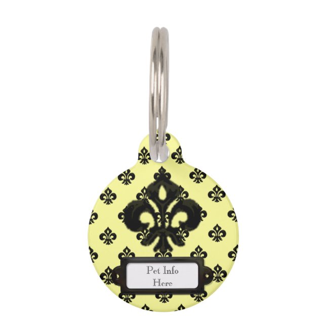 Metalic Fleur de lis (Black) Pet Tag (Front)
