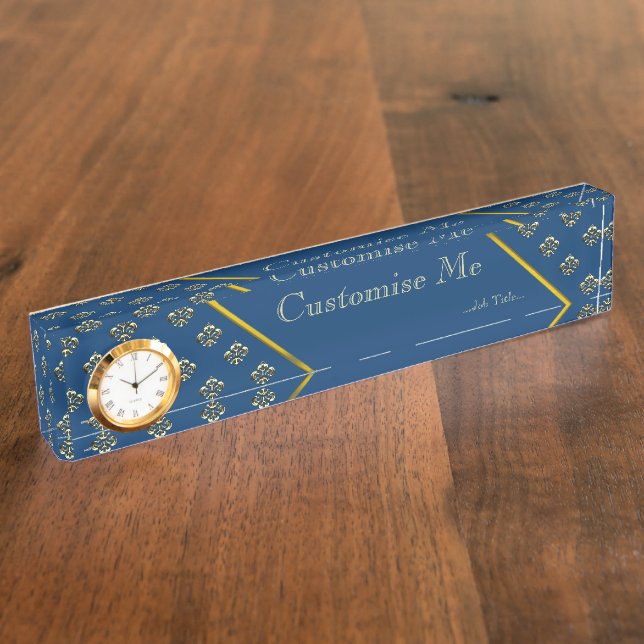 Metalic Fleur de lis (Gold) Desk Name Plate (Side)