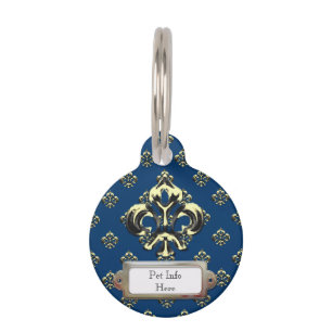 Metalic Fleur de lis (Gold) Pet Name Tag