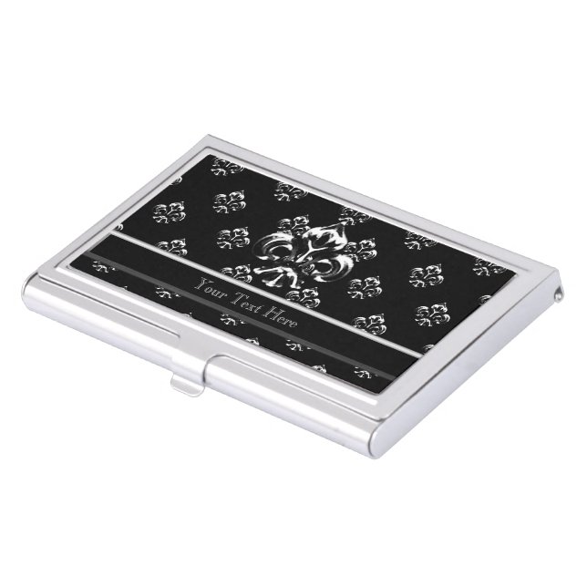 Metalic Fleur de lis (Silver) Business Card Holder (Front)