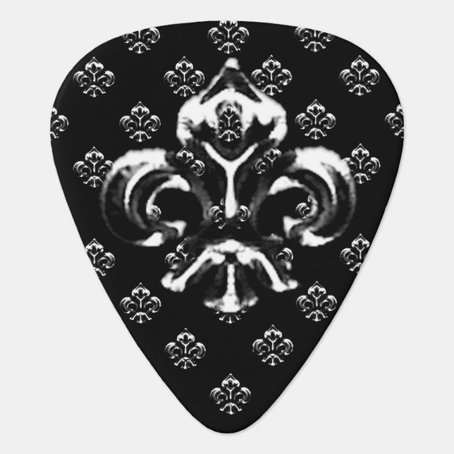 Metalic Fleur de lis (Silver) Guitar Pick (Front)