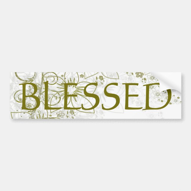 Metalic Gold and White Floral Bumper Sticker (Front)