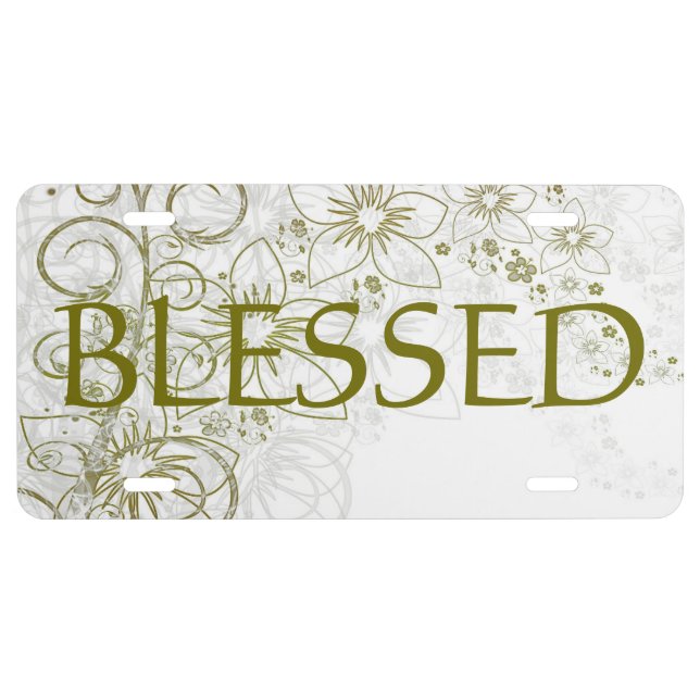 Metalic Gold Flower License Plate (Front)