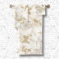 Metalic gold glitter & gem encrusted white marble