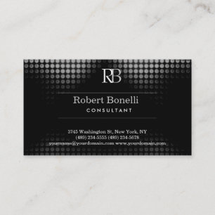 Metalic Grey Monogram Business Card