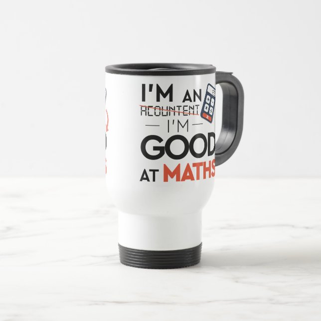 Metalic I am Good at Math - Calculator Keypad Travel Mug (Front Right)