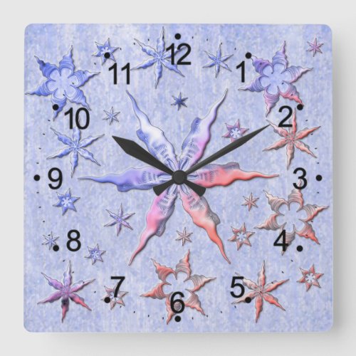 metalic starfishs embossed texturized cool sweet square wall clock