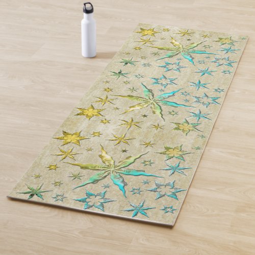 metalic starfishs embossed texturized cool sweet yoga mat