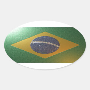 Metalized Brazilian flag Oval Sticker