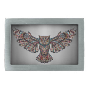 Metalized Owl Art Belt Buckle