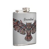 Metalized Owl Art Hip Flask (Right)
