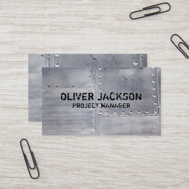 Metall Sheets Riveted Together Business Card (Front/Back In Situ)