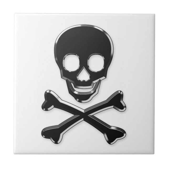 Metall skul and bones ceramic tile (Front)