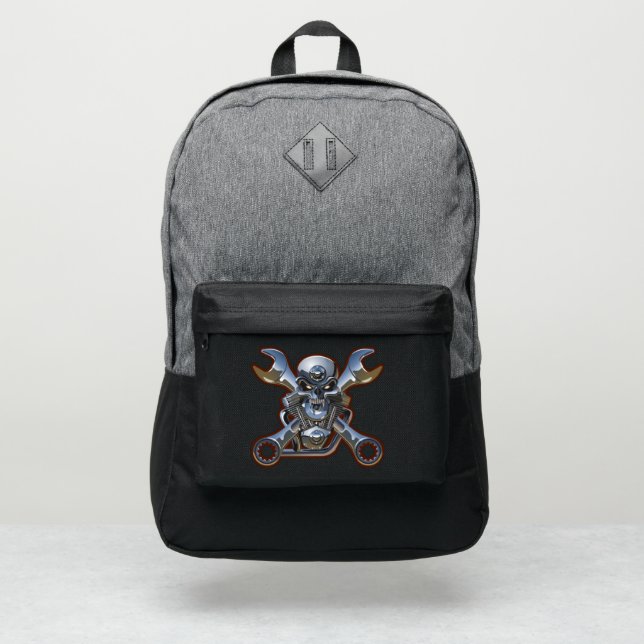 Metall skull with engine port authority® backpack (Front)