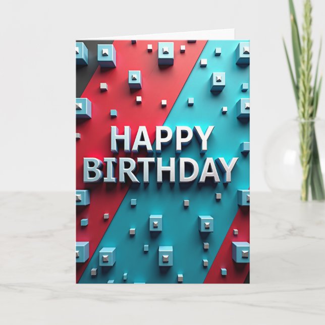 Metallic 3D Birthday Card (Front)