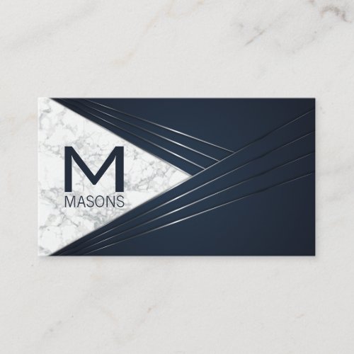 Metallic Abstract Background  White Marble Business Card