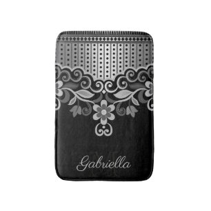 Metallic Abstract Floral Bath Mat