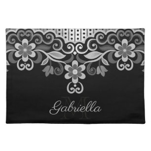 Metallic Abstract Floral Cloth Placemat
