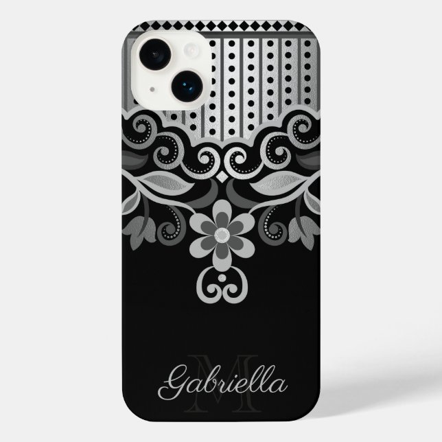 Metallic Abstract Floral iPhone Case (Back)