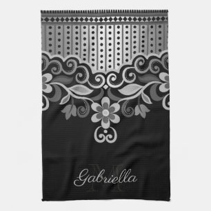 Metallic Abstract Floral Kitchen Towel