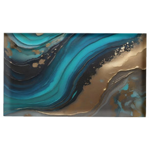 Metallic abstract painted card holders. place card holder