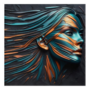 Metallic Abstract Woman's Face Art. Acrylic Print