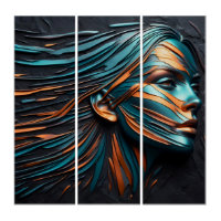 Metallic Abstract Woman's Face Art.