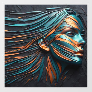 Metallic Abstract Woman's Face Art. Wall Decal