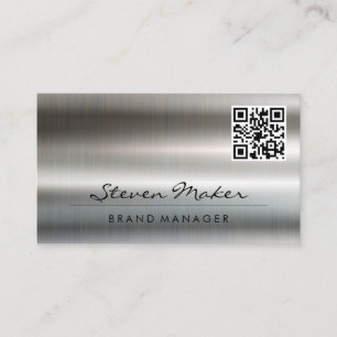 Metallic Aluminum Shine Background QR Business Card
