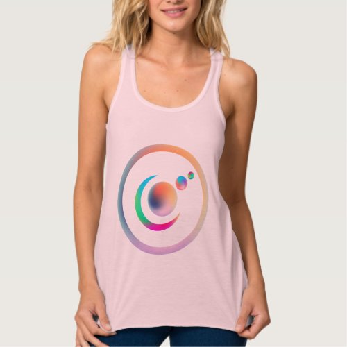 Metallic Ancient Aliens Crescent Moon Rainbow Tank Top