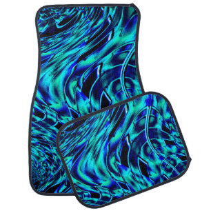 Metallic and crooked illusion, blue to green image car floor mat