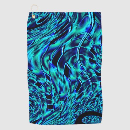 Metallic and crooked illusion blue to green image golf towel