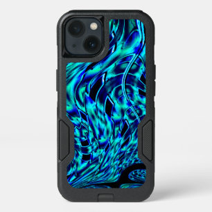 Metallic and crooked illusion, blue to green image iPhone 13 case