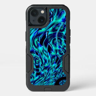 Metallic and crooked illusion, blue to green image iPhone 13 case