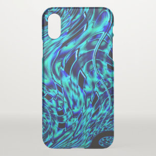 Metallic and crooked illusion, blue to green image iPhone x case