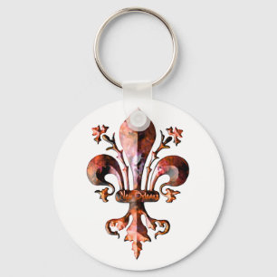Metallic Antique New Orleans Fleur de lis Keychain