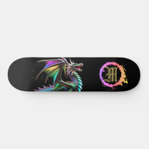 *~* Metallic AP88 Elemental Gold Teal Dragon Skateboard