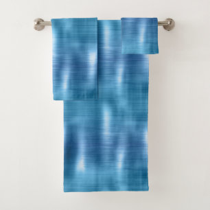 Metallic Aqua Blue Bath Towel Set