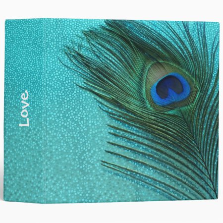 Metallic Aqua Blue Peacock Feather Binder