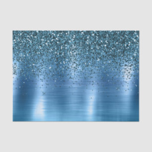 Metallic Aqua Blue Sparkle Glitter Tissue Paper