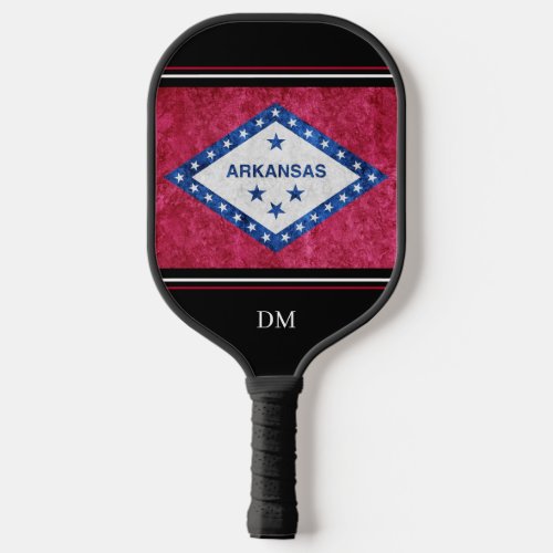 Metallic Arkansas State Flag Monogram Pickleball Paddle