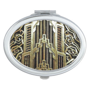 Metallic art nouveau design, vintage,elegant,chic, compact mirror