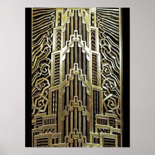 Metallic art nouveau design, vintage,elegant,chic, poster (Front)