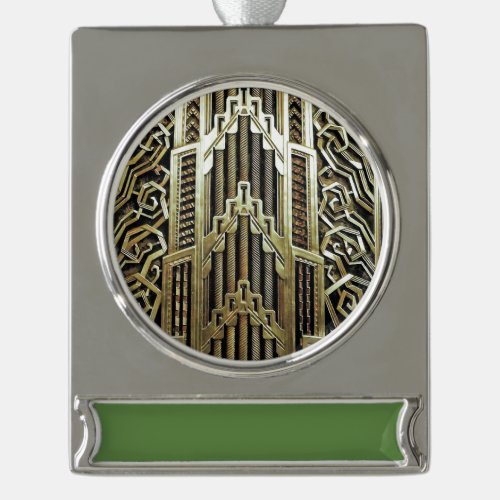 Metallic art nouveau design vintageelegantchic silver plated banner ornament