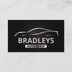 Metallic Auto Sports Car Logo Carbon Fiber Business Card