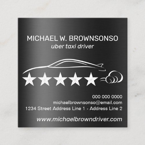 Metallic Automobile Service Car driver Square Business Card