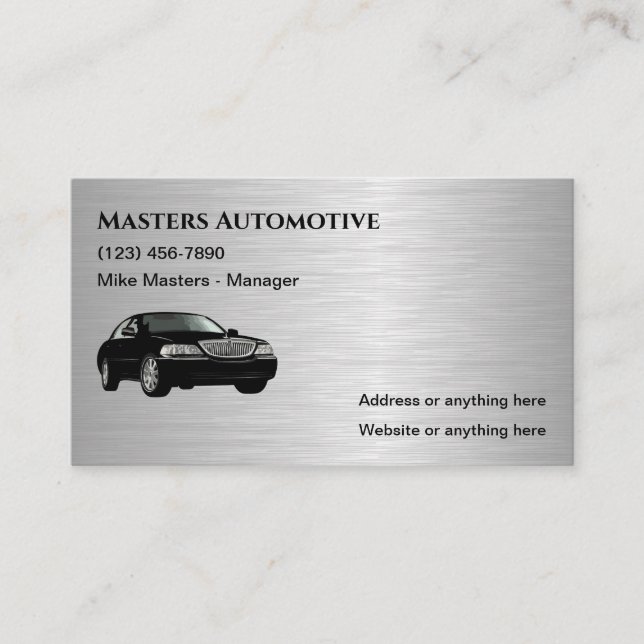 Metallic Automotive Modern Business Cards (Front)