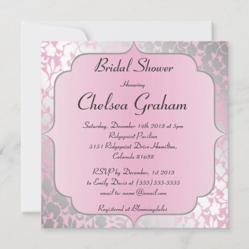 Metallic Baby Pink Bridal Shower Invitation
