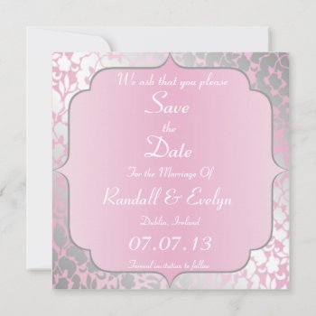 Metallic Baby Pink Save The Date Announcement by Mintleafstudio at Zazzle